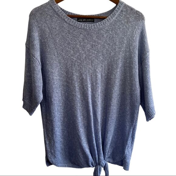 CBlue United States Sweaters Relaxed Fit Tie Bottom Short Sleeve Top Size XL - Picture 1 of 16